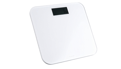 Digital weight machine isolated on transparent background.