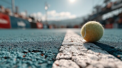 Tennis ball on the court during bright daytime, capturing the essence of competitive sports