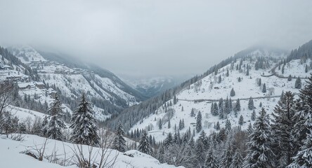 Snow covered valley where opposing armies clashed in freezing temperatures