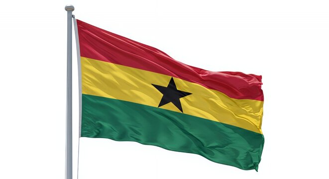 Ghana's vibrant flag billows proudly in the wind, a symbol of national pride. - Powered by Adobe