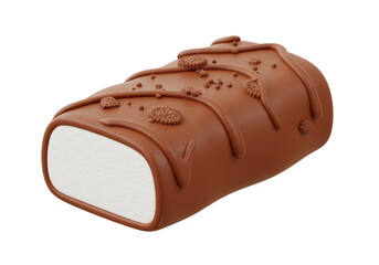 Isolated Frozen Chocolate Bar with Vanilla Filling and Crumbs
