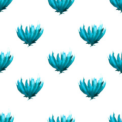 seamless pattern of blue watercolor cornflower on white background, hand painted illustration elements