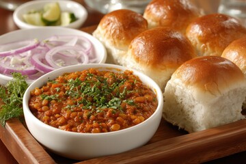 Pav bowl with pav and kachori