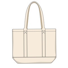 Beige Canvas Tote Bag Vector Illustration – Stylish Eco-Friendly Fashion Accessory