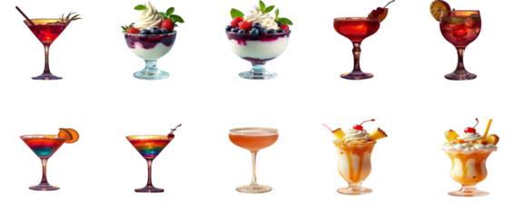 set of wine glasses isolated on white background. PNG transparent,