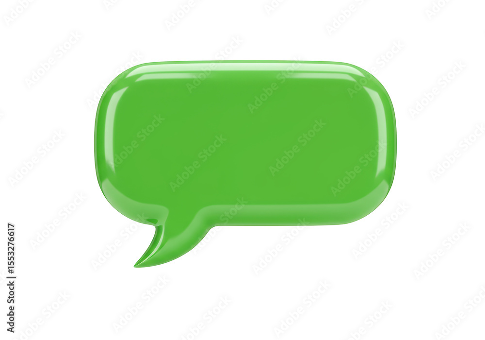 Poster isolated glossy green speech bubble for text messaging