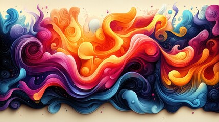 Abstract swirls of vivid hues intertwining fluidity in creative design vibrant painting colorful background whimsical texture contemporary art backdrop