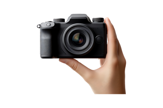Photo camera in hand high quality realistic image - Powered by Adobe