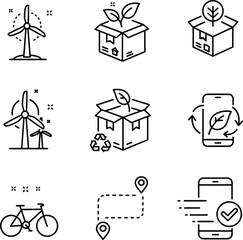 Sustainable Living Icons Eco-Friendly Wind Energy, Recycling, and Eco-Conscious Delivery