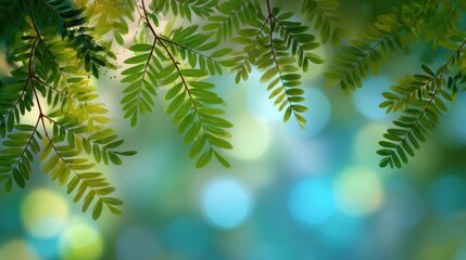 Green Fern Leaves with Bokeh Effect