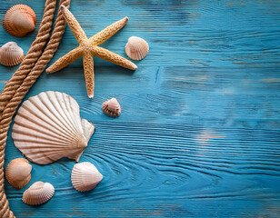 Blank copy space mockup surrounded by seashells  creating a nautical themed mockup
