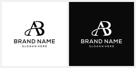 initial letter AB serif font logo design vector