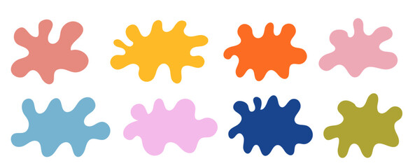 Abstract rainbow blob shape organic vector elements in pastel beige pink colors. Wavy liquid irregular forms in simple minimalistic style.