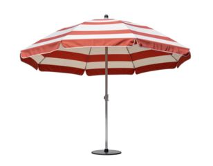 Striped Red Outdoor Umbrella – Isolated on White Background PNG