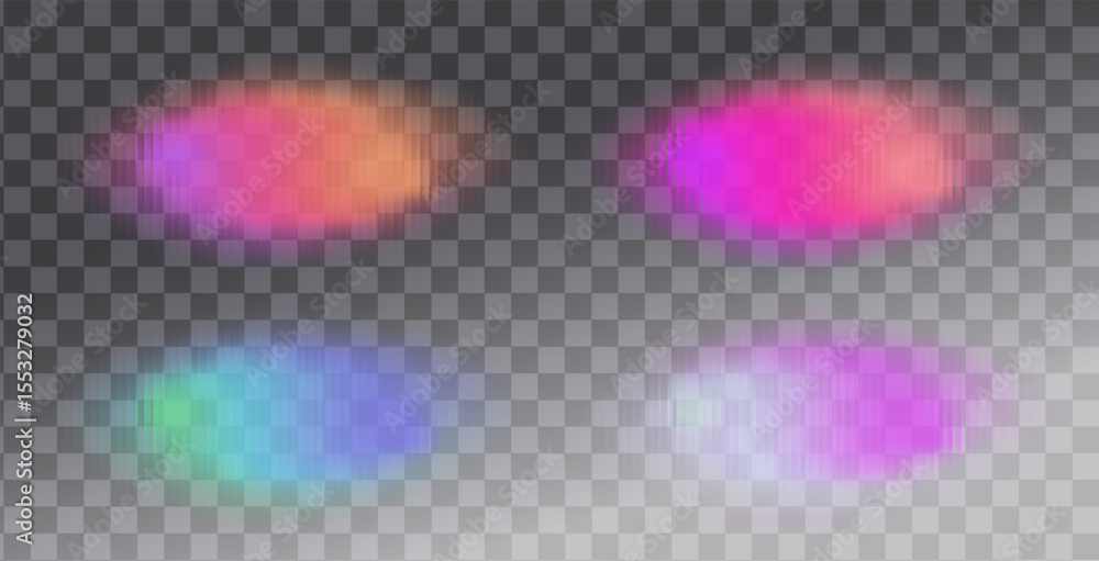 Poster Vector Abstract Blurred Glass Gradient Elements. Pink Purple Blue Vertical Ribbed glass texture. Abstract blob. Overlay Fade Gradient BG.