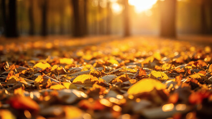 Feuilles d'Automne Lumineuses au Sol