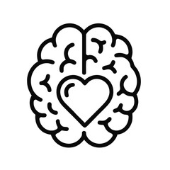 Brain Heart Icon – Symbol of Mental and Emotional Wellness - Mental Health Day