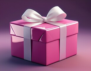 pink gift box with white ribbon 3d pink gift box with a white ribbon