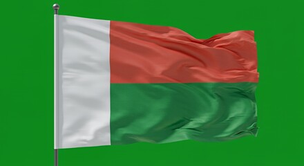 Madagascar's Flag Waves Proudly Against a Vibrant Green Screen