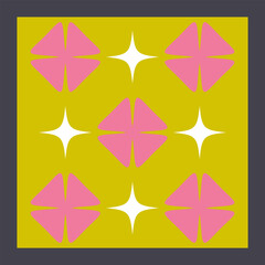 Vintage Style Decorative Tile — Floral and Geometric Pattern. A colorful decorative tile design with geometric and floral elements. Suitable for textiles, wallpaper, wrapping paper, and home decor. 
