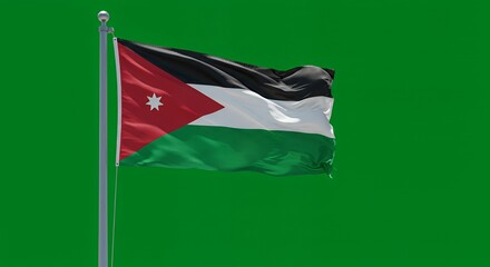 Jordan's Flag Waves Proudly Against a Vibrant Green Sky