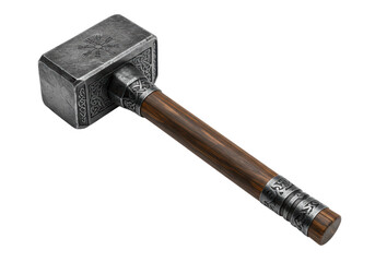 Isolated Thor Hammer Mjolnir with Norse Carvings Design