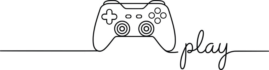 Minimalist Line Art Gaming Controller, Vector Style Illustration for Gamers.