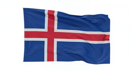 Fototapeta premium Iceland's Flag Waves Proudly, a Symbol of Nordic Heritage and Volcanic Beauty.