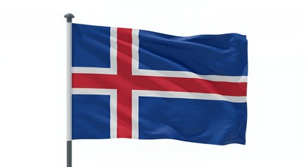 Iceland's Flag Waves Proudly Against a Crisp White Sky