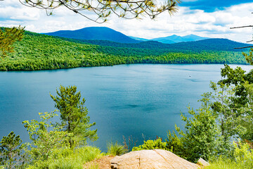 Fototapeta premium Beautiful silver lake in the Adirondack mountains 