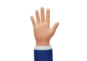 Isolated Cartoon Hand Raised in a Gesture of Greeting or High Five