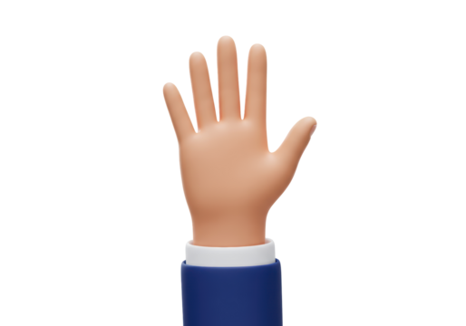 Isolated Cartoon Hand Raised in a Gesture of Greeting or High Five