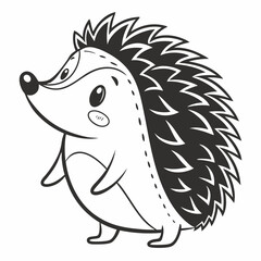 Baby Hedgehog Head in Line Art