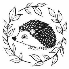 Hedgehog Inside a Leaf Frame Icon