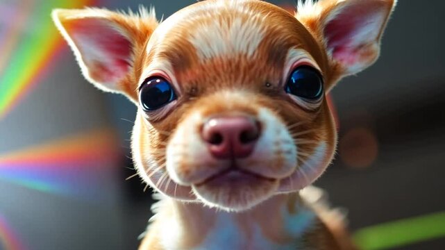 chihuahua puppy on a pink background
