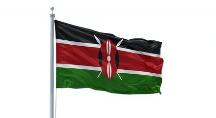 Kenya's National Flag Blows Proudly in the Breeze, a Symbol of Freedom and Unity.