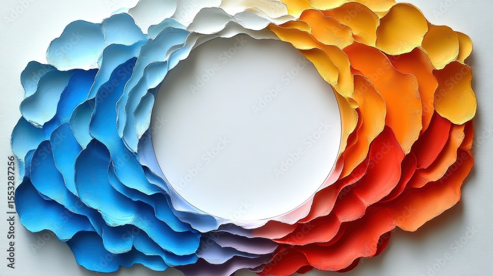 Poster artistic gradient paper flower circle design creative round frame abstract floral pattern on clean b