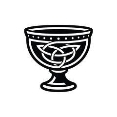 Black and white vector of a Celtic-style chalice with knotwork detail. Ideal for logos, tattoos, or mythological and spiritual themes.