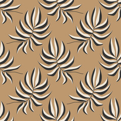 Trendy minimalist seamless botanical pattern with abstract creative hand drawn composition