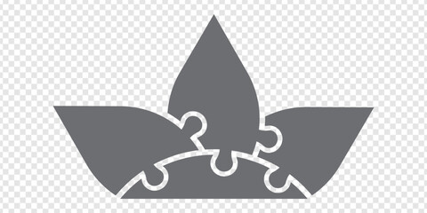 Fototapeta premium Simple icon puzzle flower in gray. Simple icon puzzle of the three elements and center on transparent background for your web site design, app, UI. EPS10.