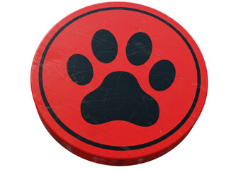 Isolated Red Paw Print Sign with Scratches