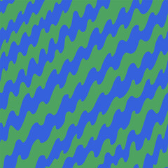 Seamless zigzag pattern in green and blue. Bold hand drawn zig zag wave texture with playful diagonal rhythm. Great for wallpaper, packaging, textile, or branding projects. Drag to swatches panel.