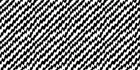 Zigzag seamless pattern in black and white. Hand drawn abstract zig zag background with bold brush texture and diagonal flow. Great for packaging, fashion print, or branding. Drag to swatches.