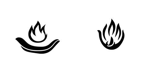Obraz premium Stylized black flame icons representing fire in modern design suitable for use in various graphic design projects
