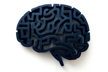 A wooden brain-shaped maze sculpture symbolizing complexity and problem-solving, placed on a beige background, highlighting mental challenges	