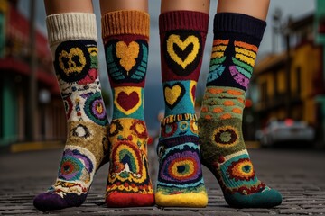 Cuatro pares de calcetines coloridos y con dise&ntilde;os tradicionales.