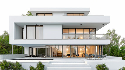 Luxury modern house, isolated on white background. Architectural real estate or property	