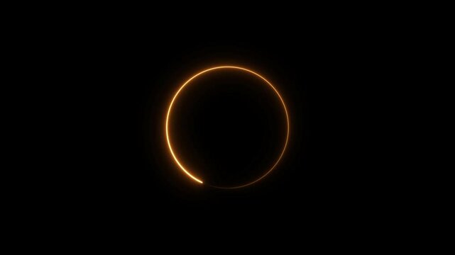 circle loading neon light orange color animation. Download progress, interface red color animated.