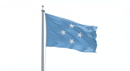 Micronesia's Flag Waves Proudly Against a Clear Sky