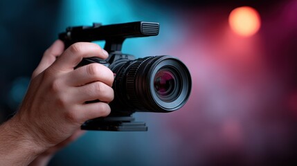 Professional Videographer Capturing Live Show Performance on Stage with High-Quality Camera Equipment